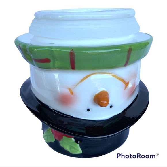 Snowman Jar Canister Ceramic Hand Painted Multipurpose Cookies Christmas Decor - Picture 6 of 16